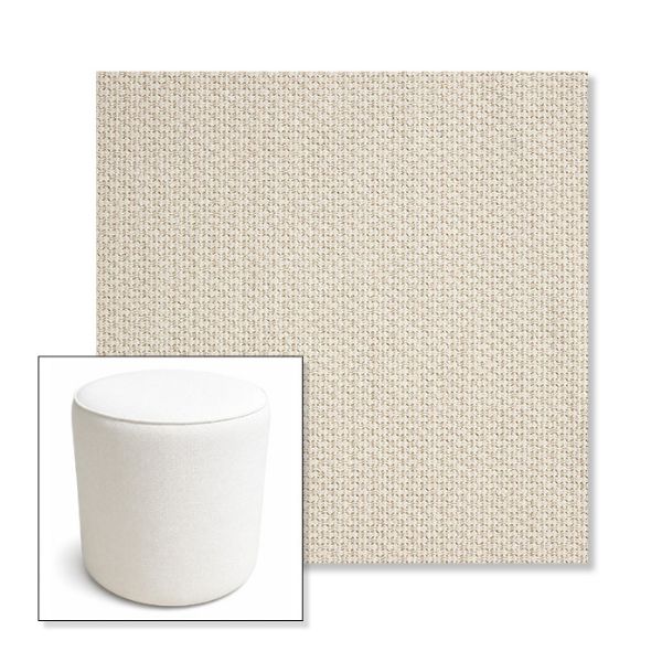 Picture of Tailored Snow | 16" Round x 18" Tall Outdoor Pouf or Ottoman | Sunbrella Fabrics