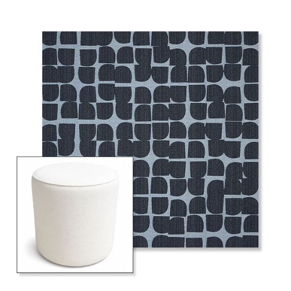 Picture of Toggle Blueprint | 16" Round x 18" Tall Outdoor Pouf or Ottoman | Sunbrella Fabrics