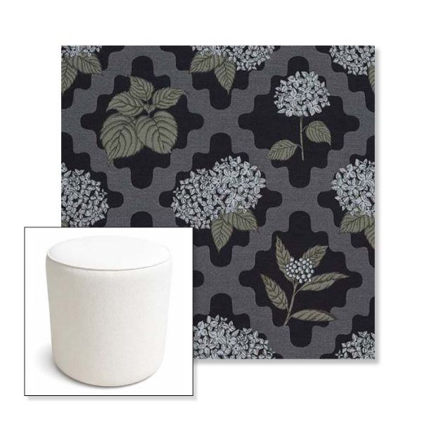 Picture of Trellis Morning Glory | 16" Round x 18" Tall Outdoor Pouf or Ottoman | Sunbrella Fabrics