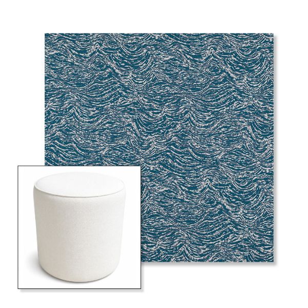 Picture of Undercurrent Lagoon | 16" Round x 18" Tall Outdoor Pouf or Ottoman | Sunbrella Fabrics