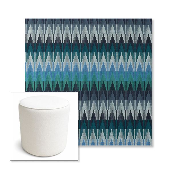 Picture of Valley Lagoon | 16" Round x 18" Tall Outdoor Pouf or Ottoman | Sunbrella Fabrics