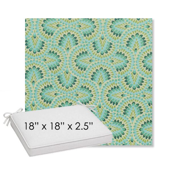 Picture of Plume Peacock | Sunbrella® 18" x 18" Outdoor Dining Cushion