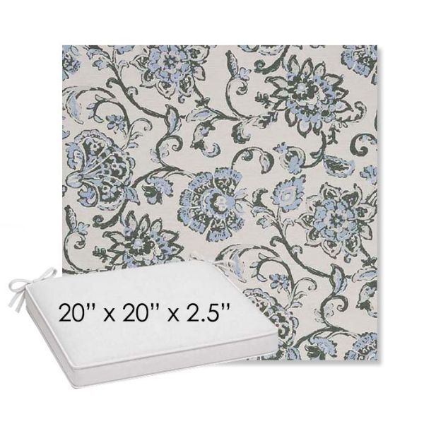 Picture of Martha Floral Periwinkle | Sunbrella® 20" x 20" Outdoor Dining Cushion