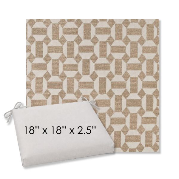 Picture of Assemble Sand | 18" x 18" Center Seam Universal Dining Chair Cushion | Sunbrella Fabric