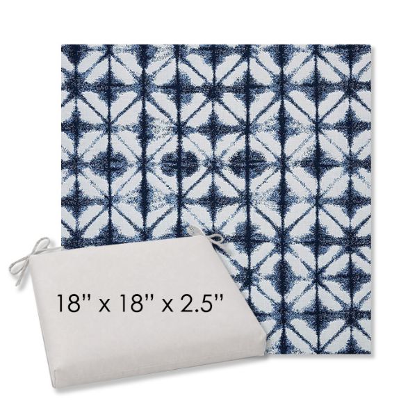 Picture of Midori Indigo | 18" x 18" Center Seam Universal Dining Chair Cushion | Sunbrella Fabric