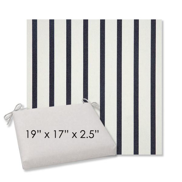 Picture of Lido Indigo | 19" x 17" Center Seam Universal Dining Chair Cushion | Sunbrella Fabric