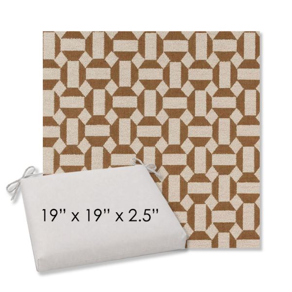 Picture of Assemble Teak | 19" x 19" Center Seam Universal Dining Chair Cushion | Sunbrella Fabric