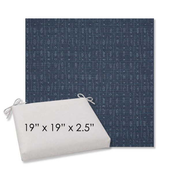 Picture of Embrace Indigo | 19" x 19" Center Seam Universal Dining Chair Cushion | Sunbrella Fabric