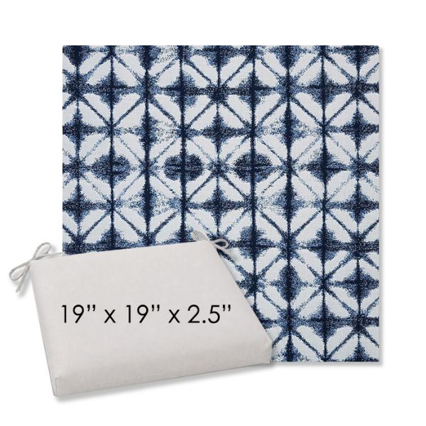 Picture of Midori Indigo | 19" x 19" Center Seam Universal Dining Chair Cushion | Sunbrella Fabric
