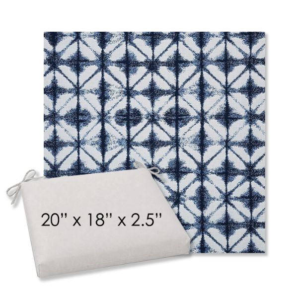 Picture of Midori Indigo | 20" x 18" Center Seam Universal Dining Chair Cushion | Sunbrella Fabric
