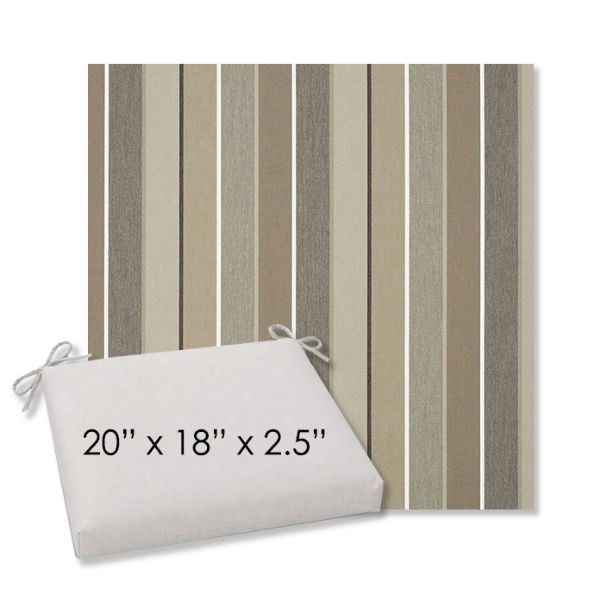 Picture of Milano Char | 20" x 18" Center Seam Universal Dining Chair Cushion | Sunbrella Fabric