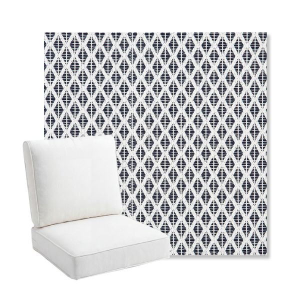 Picture of Detail Navy | Bullnose Back Deep Seating Outdoor Cushions - Sunbrella© Fabric