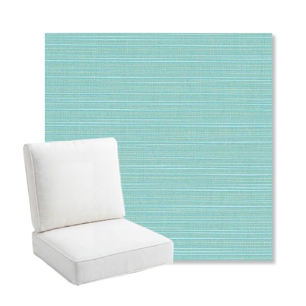 Picture of Dupione Celeste | Bullnose Back Deep Seating Outdoor Cushions - Sunbrella© Fabric
