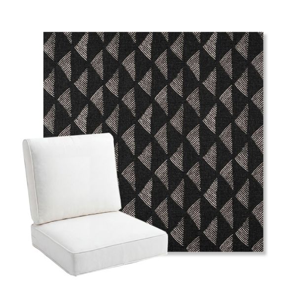 Picture of Etched Angles Char | Bullnose Back Deep Seating Outdoor Cushions - Sunbrella© Fabric