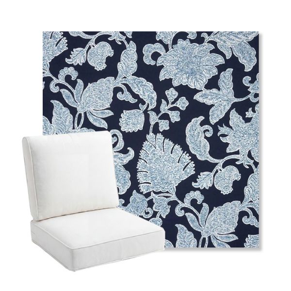Picture of Floral Song Navy | Bullnose Back Deep Seating Outdoor Cushions - Sunbrella© Fabric