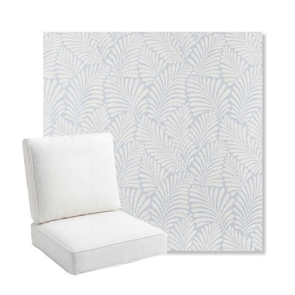 Picture of Frond Sky | Bullnose Back Deep Seating Outdoor Cushions - Sunbrella© Fabric