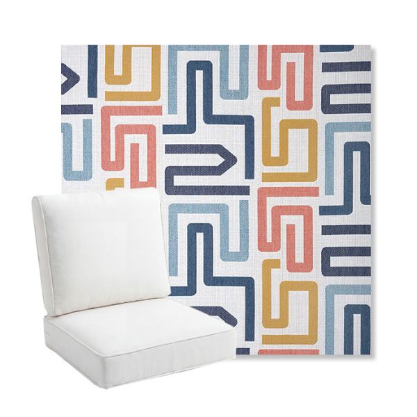 Picture of Labyrinth Fiesta | Bullnose Back Deep Seating Outdoor Cushions - Sunbrella© Fabric