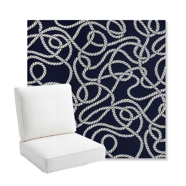 Picture of Maritime Nautical | Bullnose Back Deep Seating Outdoor Cushions - Sunbrella© Fabric