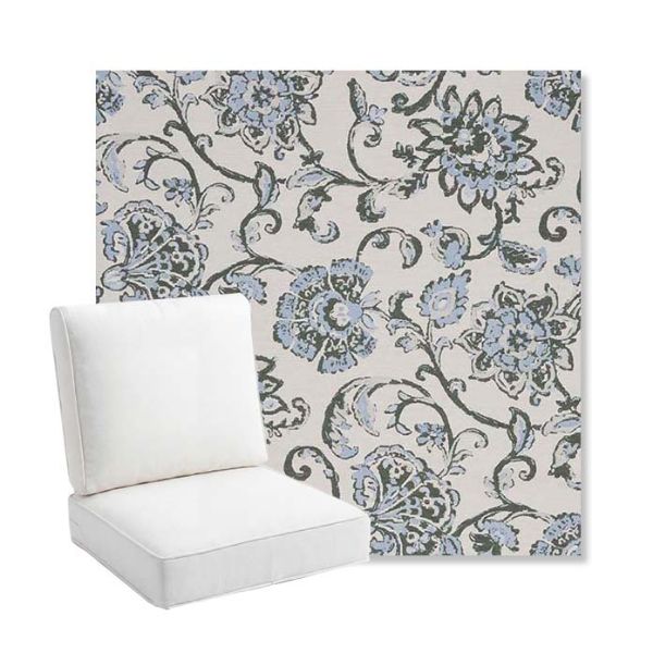 Picture of Martha Floral Periwinkle | Bullnose Back Deep Seating Outdoor Cushions - Sunbrella© Fabric