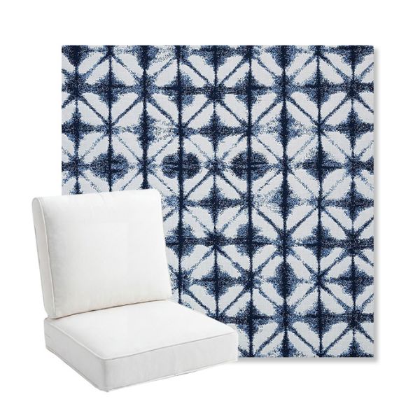 Picture of Midori Indigo | Bullnose Back Deep Seating Outdoor Cushions - Sunbrella© Fabric