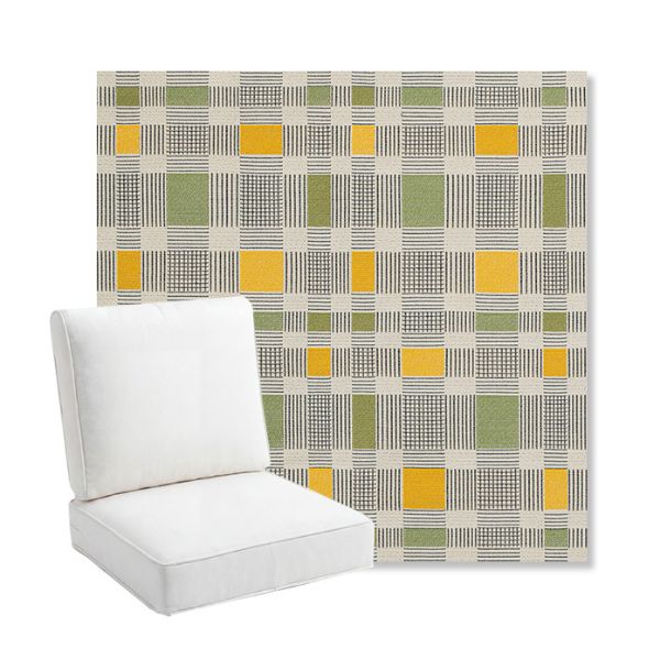 Picture of Rubix Lemon Lime | Bullnose Back Deep Seating Outdoor Cushions - Sunbrella© Fabric