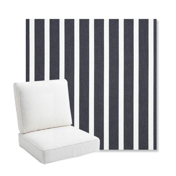 Picture of Shore Navy | Bullnose Back Deep Seating Outdoor Cushions - Sunbrella© Fabric