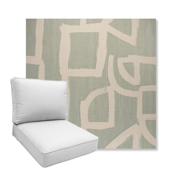 Picture of Brushstroke Duckegg | Boxed Deep Seating Patio Chair Cushion – Sunbrella© Fabric