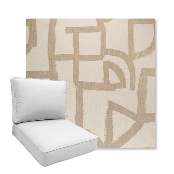 Picture of Brushstroke Stucco | Boxed Deep Seating Patio Chair Cushion – Sunbrella© Fabric