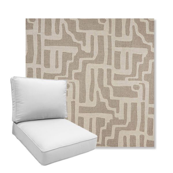 Picture of Escher Greige | Boxed Deep Seating Patio Chair Cushion – Sunbrella© Fabric