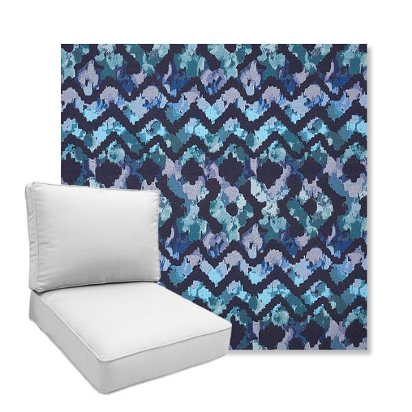 Picture of Inga Waterscape | Boxed Deep Seating Patio Chair Cushion – Sunbrella© Fabric