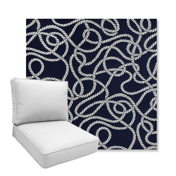 Picture of Maritime Nautical | Boxed Deep Seating Patio Chair Cushion – Sunbrella© Fabric