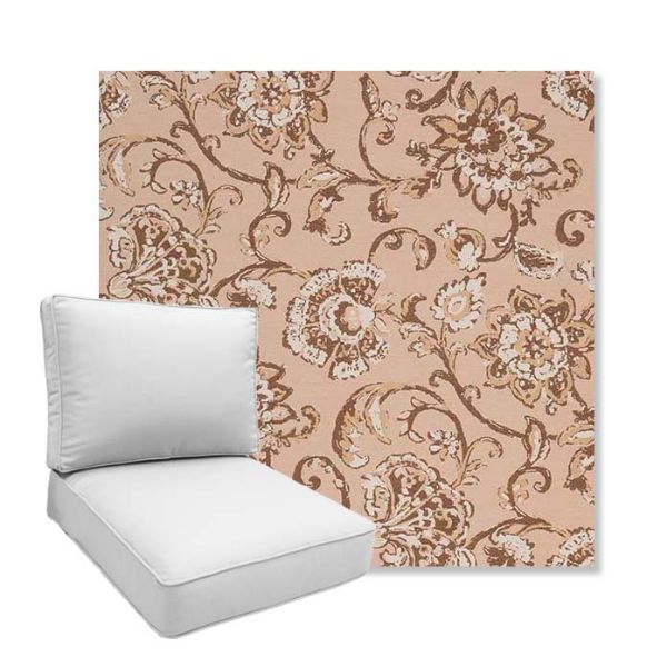 Picture of Martha Floral Dogwood | Boxed Deep Seating Patio Chair Cushion – Sunbrella© Fabric
