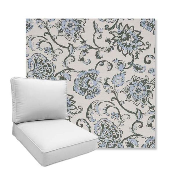 Picture of Martha Floral Periwinkle | Boxed Deep Seating Patio Chair Cushion – Sunbrella© Fabric