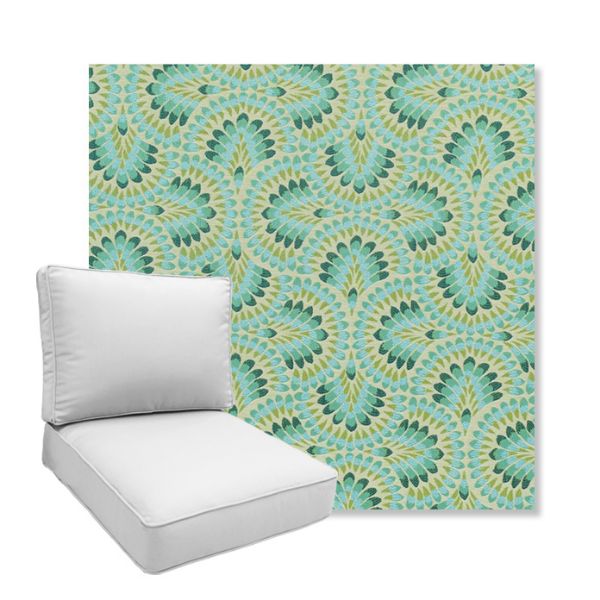 Picture of Plume Peacock | Boxed Deep Seating Patio Chair Cushion – Sunbrella© Fabric
