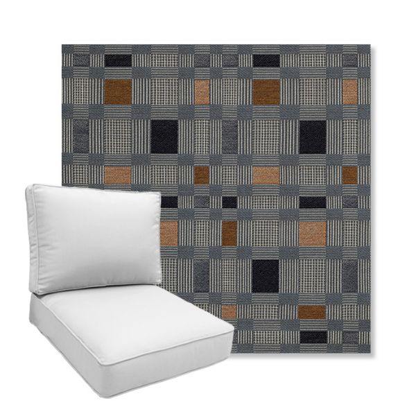 Picture of Rubix Vintage Denim | Boxed Deep Seating Patio Chair Cushion – Sunbrella© Fabric