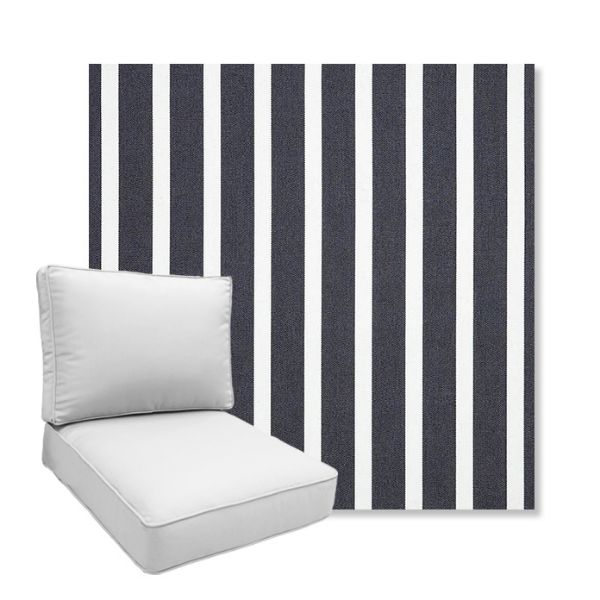 Picture of Shore Navy | Boxed Deep Seating Patio Chair Cushion – Sunbrella© Fabric