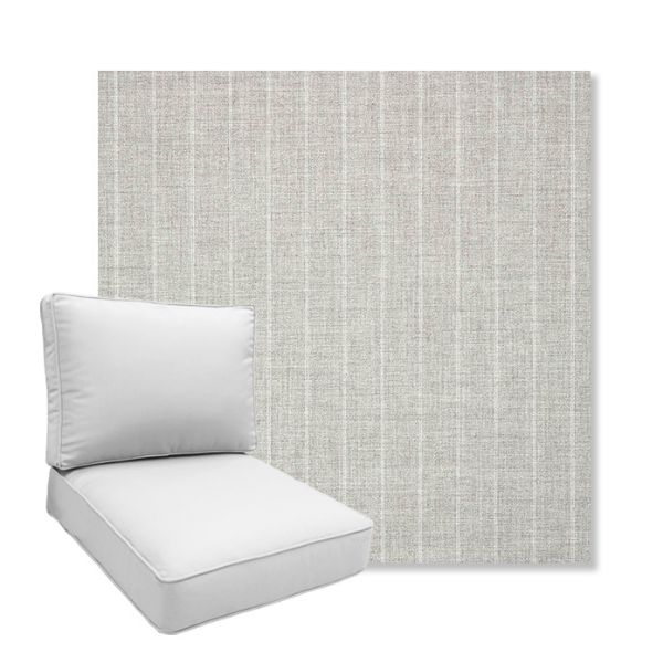 Picture of Ticking Fog | Boxed Deep Seating Patio Chair Cushion – Sunbrella© Fabric