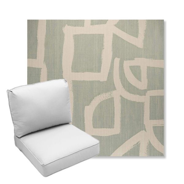 Picture of Brushstroke Duckegg | Center Seam Deep Seating Outdoor Cushions - Sunbrella© Fabric