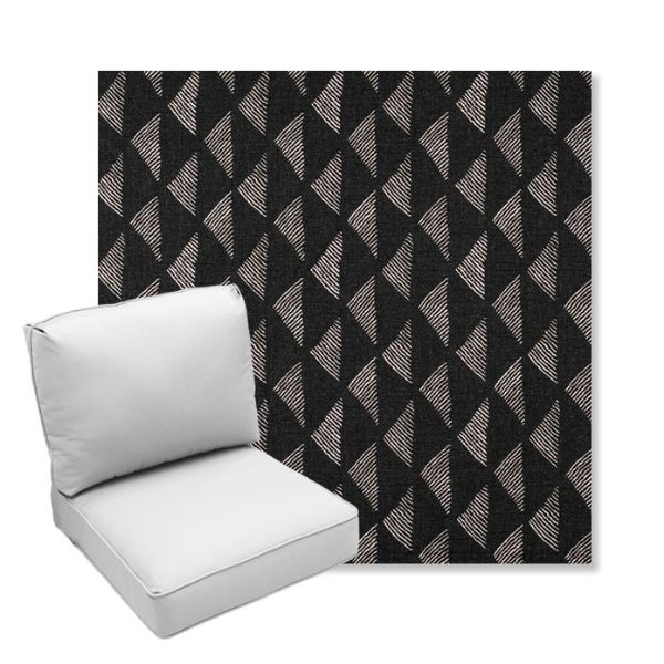 Picture of Etched Angles Char | Center Seam Deep Seating Outdoor Cushions - Sunbrella© Fabric