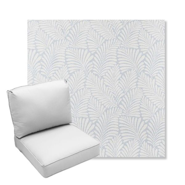 Picture of Frond Sky | Center Seam Deep Seating Outdoor Cushions - Sunbrella© Fabric