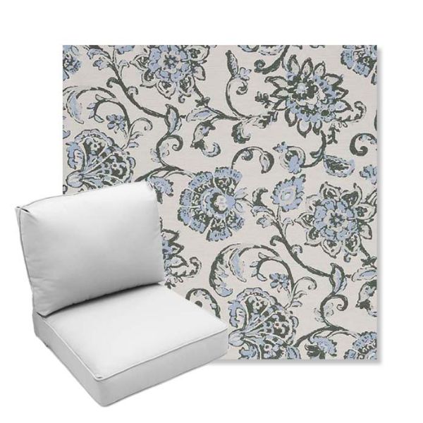 Picture of Martha Floral Periwinkle | Center Seam Deep Seating Outdoor Cushions - Sunbrella© Fabric
