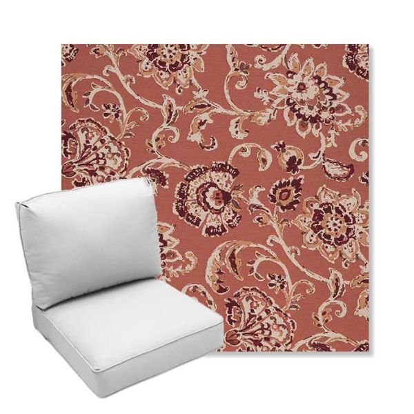 Picture of Martha Floral Rose Vine | Center Seam Deep Seating Outdoor Cushions - Sunbrella© Fabric
