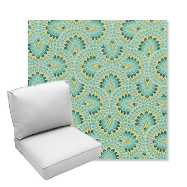 Picture of Plume Peacock | Center Seam Deep Seating Outdoor Cushions - Sunbrella© Fabric
