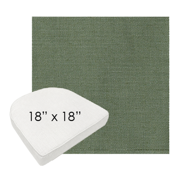 18" x 18" Bliss Aloe Sunbrella Wicker Patio Chair Cushions rounded or contoured wicker chair pads