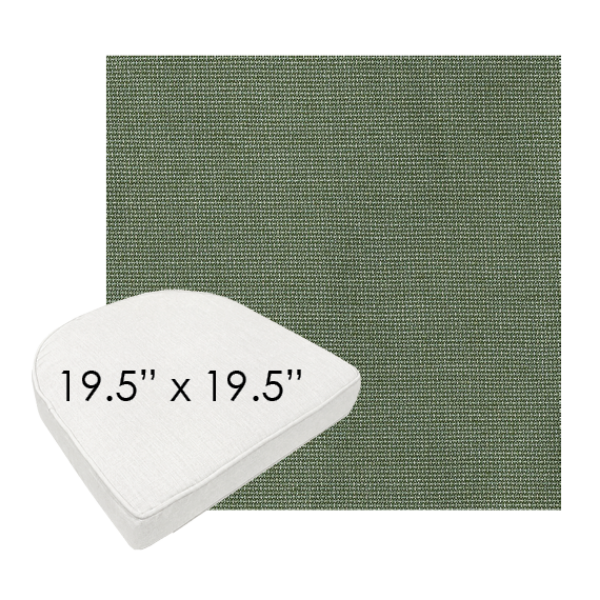 19.5" x 19.5" Bliss Aloe Sunbrella Wicker Patio Chair Cushions rounded or contoured wicker chair pads
