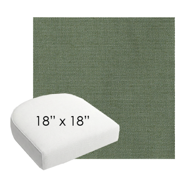 18" x 18" Bliss Aloe Sunbrella Wicker Patio Chair Cushions Bullnose Front rounded or contoured wicker chair pads