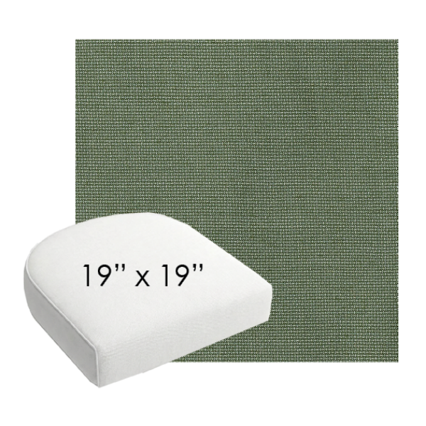 19" x 19" x 3" Custom Wicker Dining Chair Cushions – Bullnose front Edge Contoured & Rounded Back Boxed Seat Cushions
