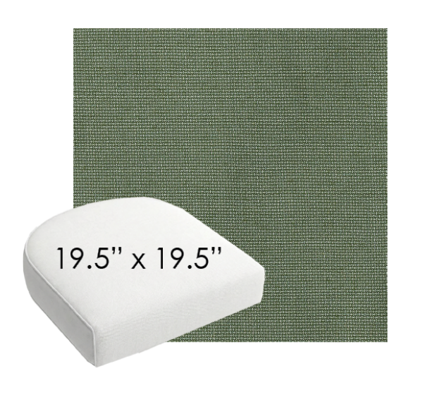 19.5" x 19.5" Bliss Aloe Sunbrella Wicker Patio Chair Cushions Bullnose Front rounded or contoured wicker chair pads