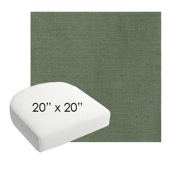 20" x 20" Bliss Aloe Sunbrella Wicker Patio Chair Cushions Bullnose Front rounded or contoured wicker chair pads