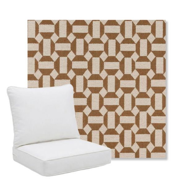 Picture of Assemble Teak | Pillow Back Deep Seating Outdoor Cushions - Sunbrella© Fabric
